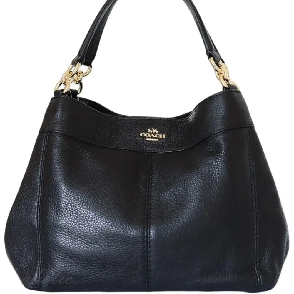 Coach Classic 2017 Lexy Black Pebble Leather Shoulder Bag Gold Hardware